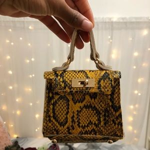 Mustard Snake print mini purse